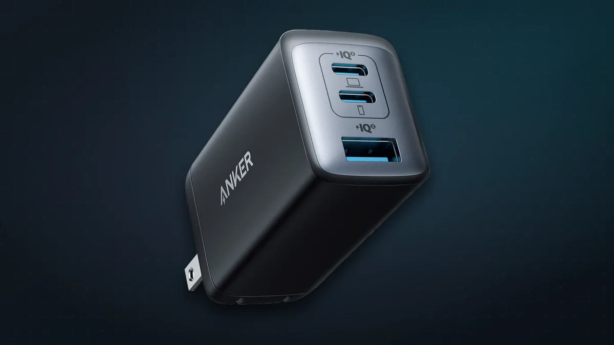 Anker 735 Nano II 65W charger with two USB-C ports and one USB-A port
