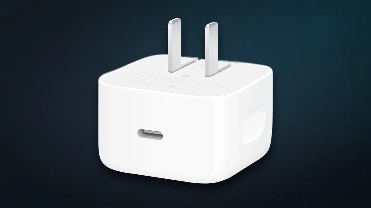 Apple 40W Dynamic Power Adapter, a white USB-C wall charger