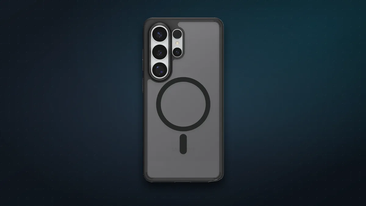 Spigen Ultra Hybrid MagFit case in Frost Black on a Galaxy S26 Ultra
