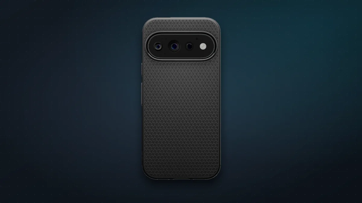 Spigen Liquid Air MagFit case in matte black on a Pixel 11 Pro