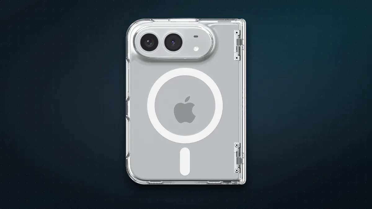 Spigen Ultra Hybrid Pro clear case on the back of an iPhone Duo, with a white MagSafe ring