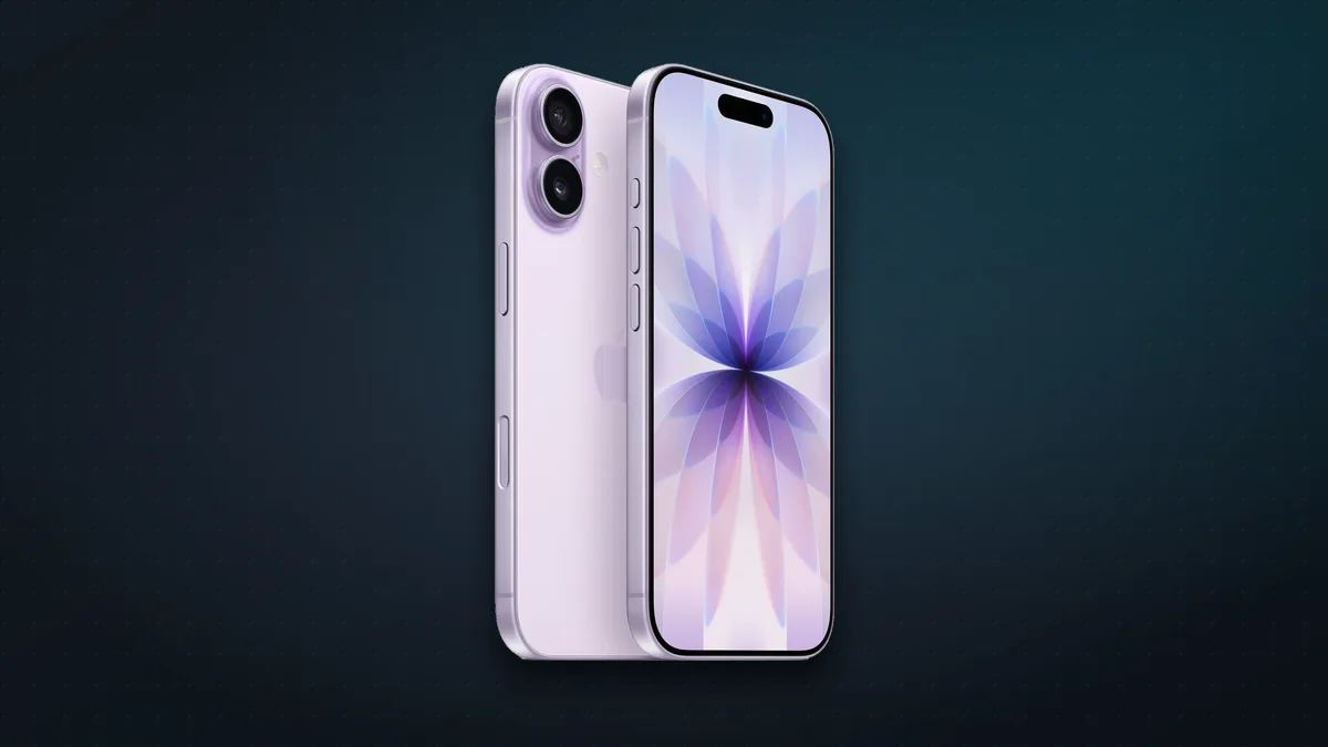 iPhone 17 in lavender, back and front