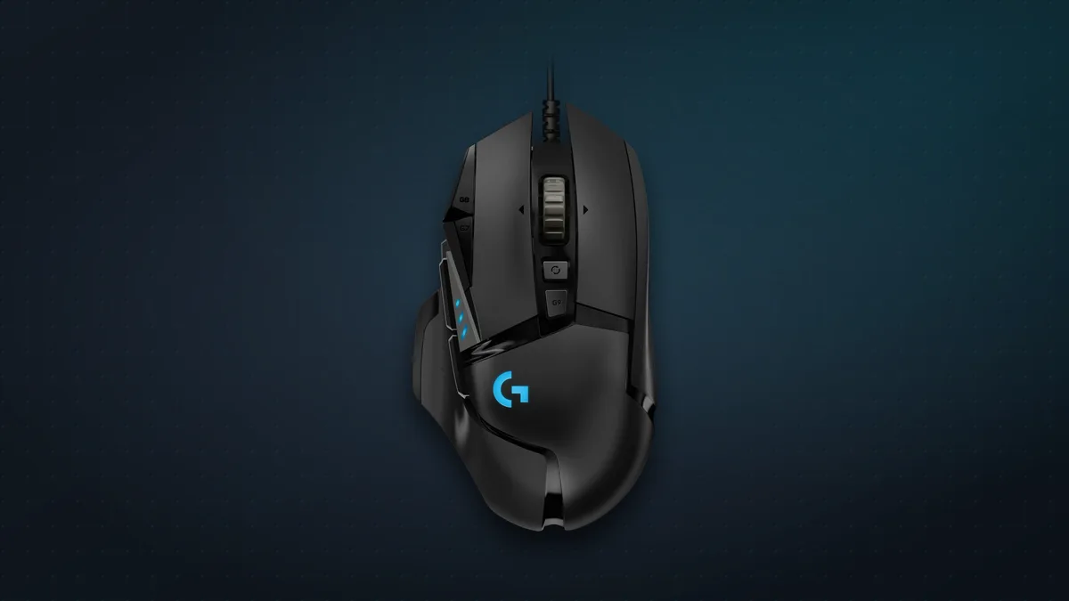Logitech G502 HERO wired gaming mouse seen from above