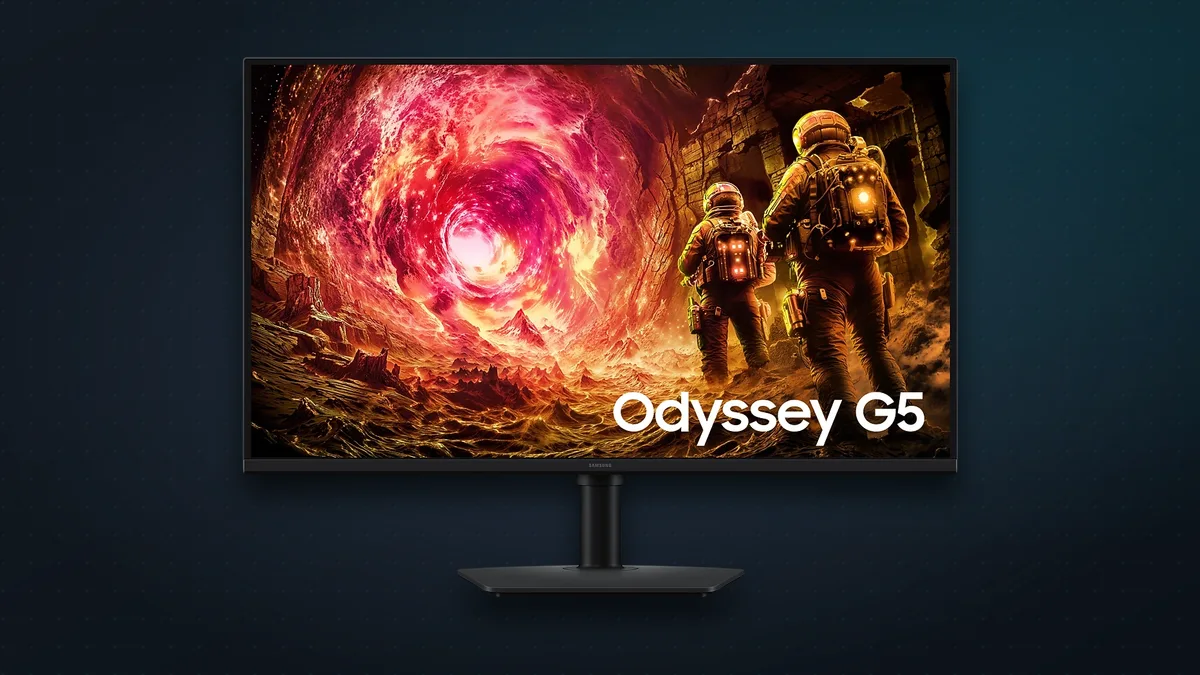 Samsung 32-inch Odyssey G5 G50F gaming monitor on its stand