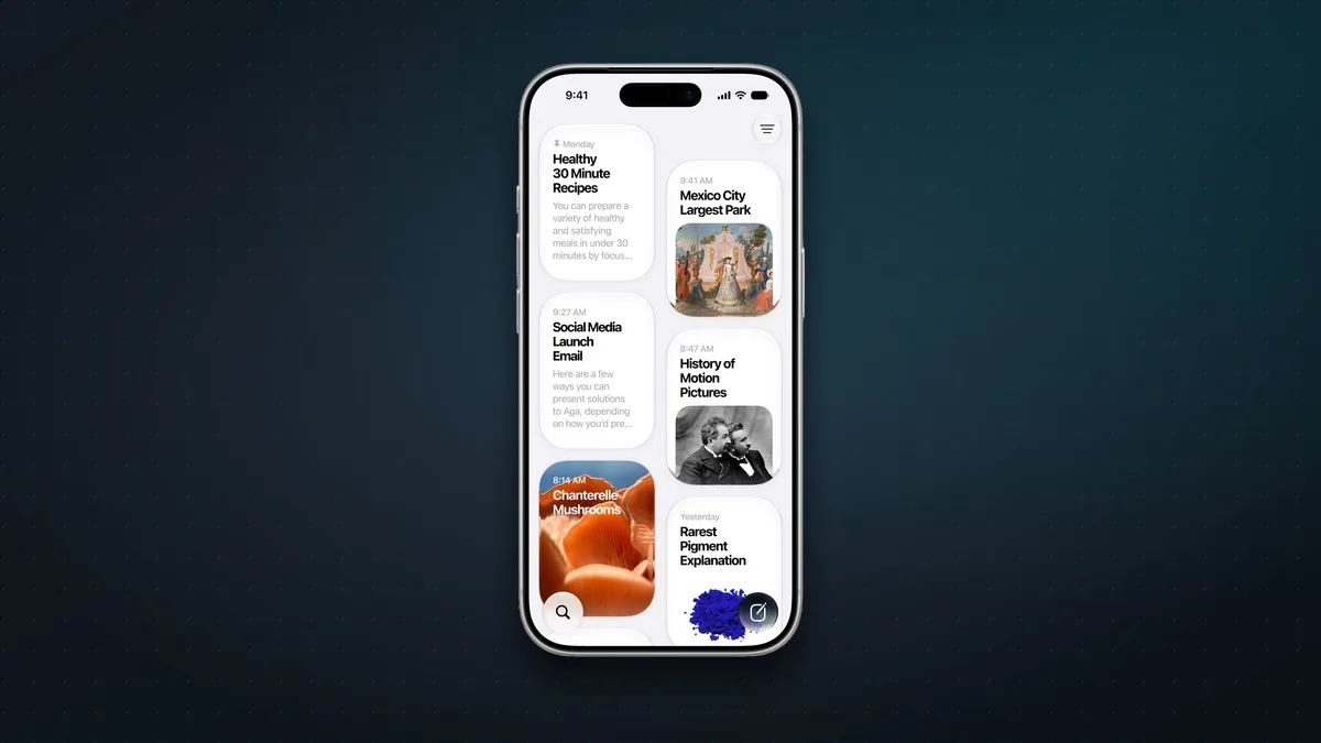 iPhone showing a list of past Siri AI conversations as cards